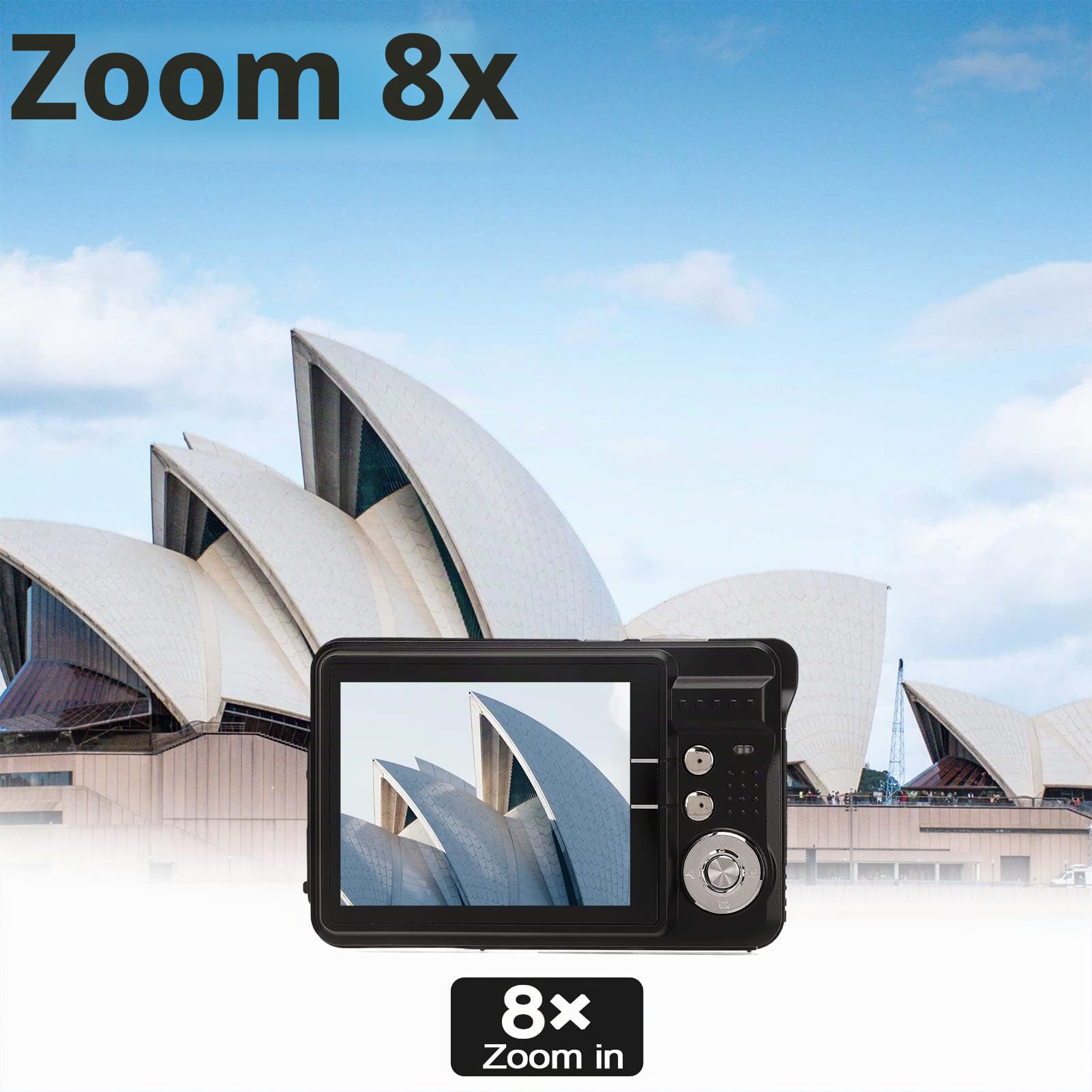 4K Fotocamera Digitale, Macchina Fotografica Digitale con 1080P 48MP Fotocamera, Zoom Digitale 8X, Schermo LCD, Luce di Riempimento Integrata, Mini Fotocamere Portatili Compatte per Studenti