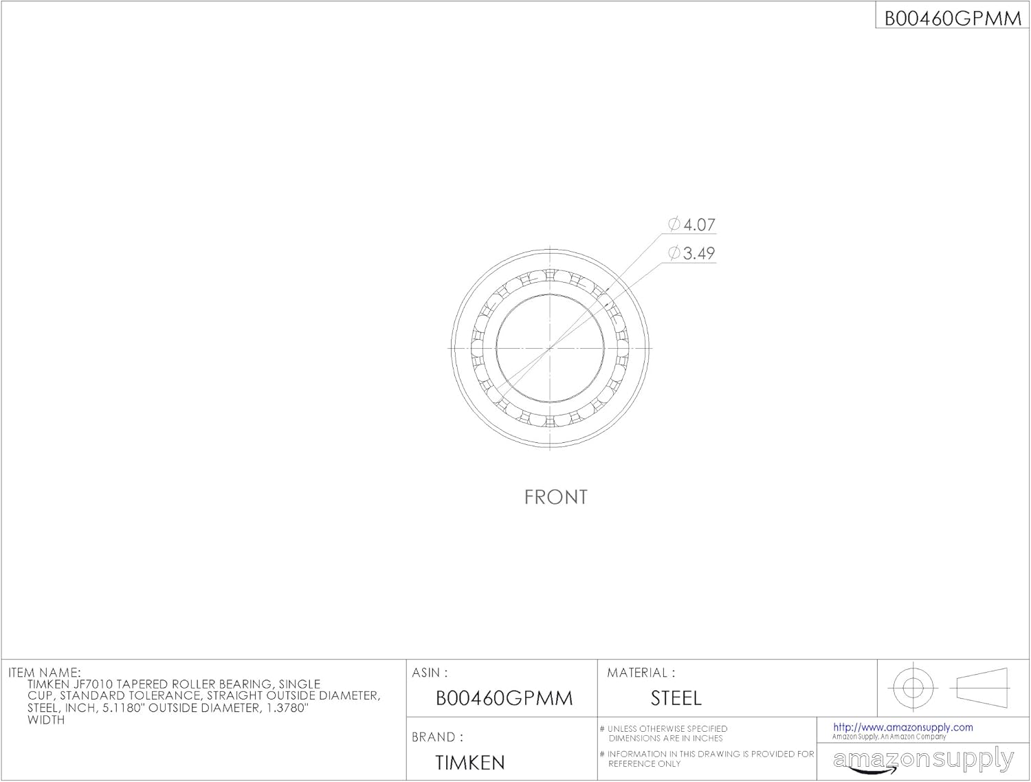 Timken Tapered Roller Bearing Cup - JF7010