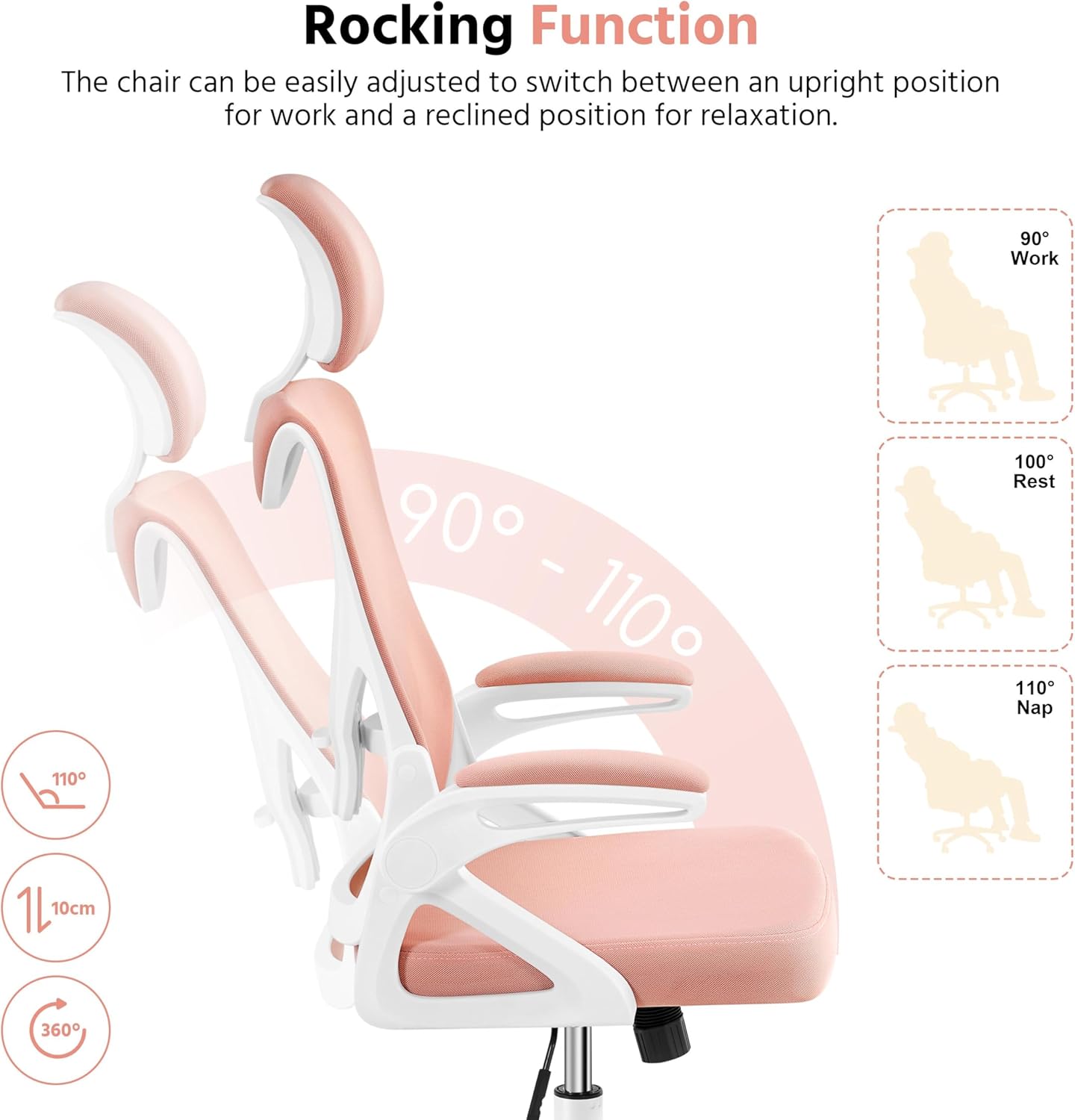 Funzione di oscillazione della sedia da 90 a 110 gradi