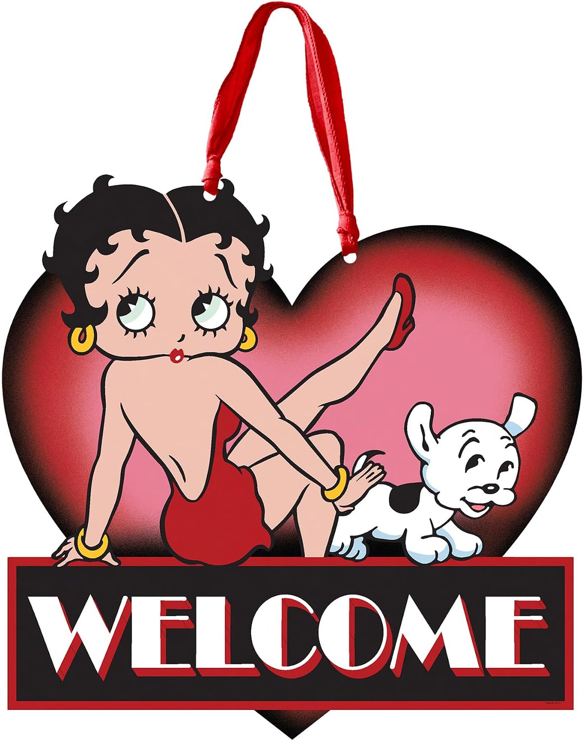 Spoontiques Door Décor Sign - Weatherproof PVC Signs for Indoor or Outdoor Use - Includes Decorative Ribbon for Hanging Betty Boop Door Sign