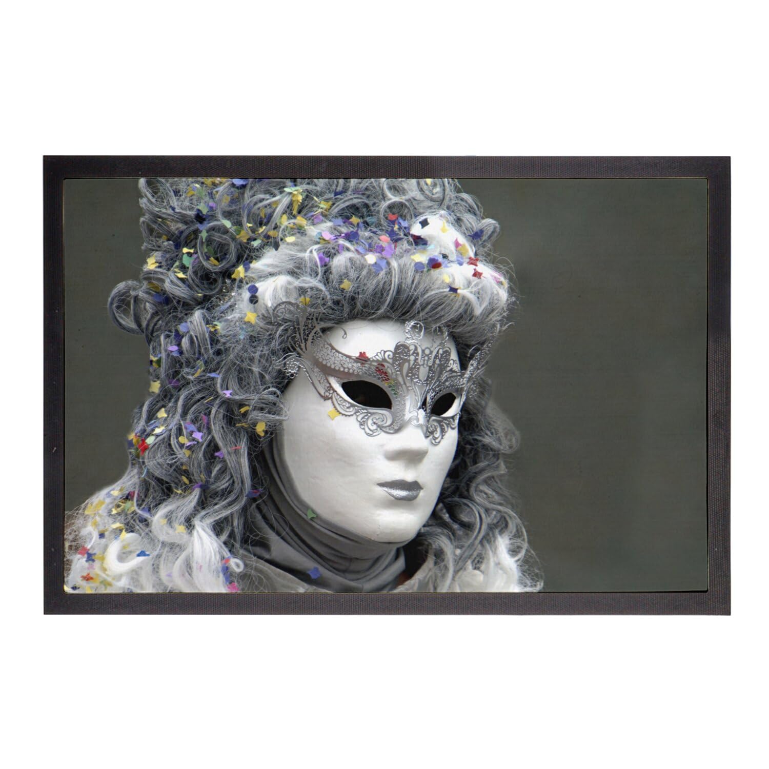 Tapis de sol Carnaval de Venise paillasson élégant masque blanc