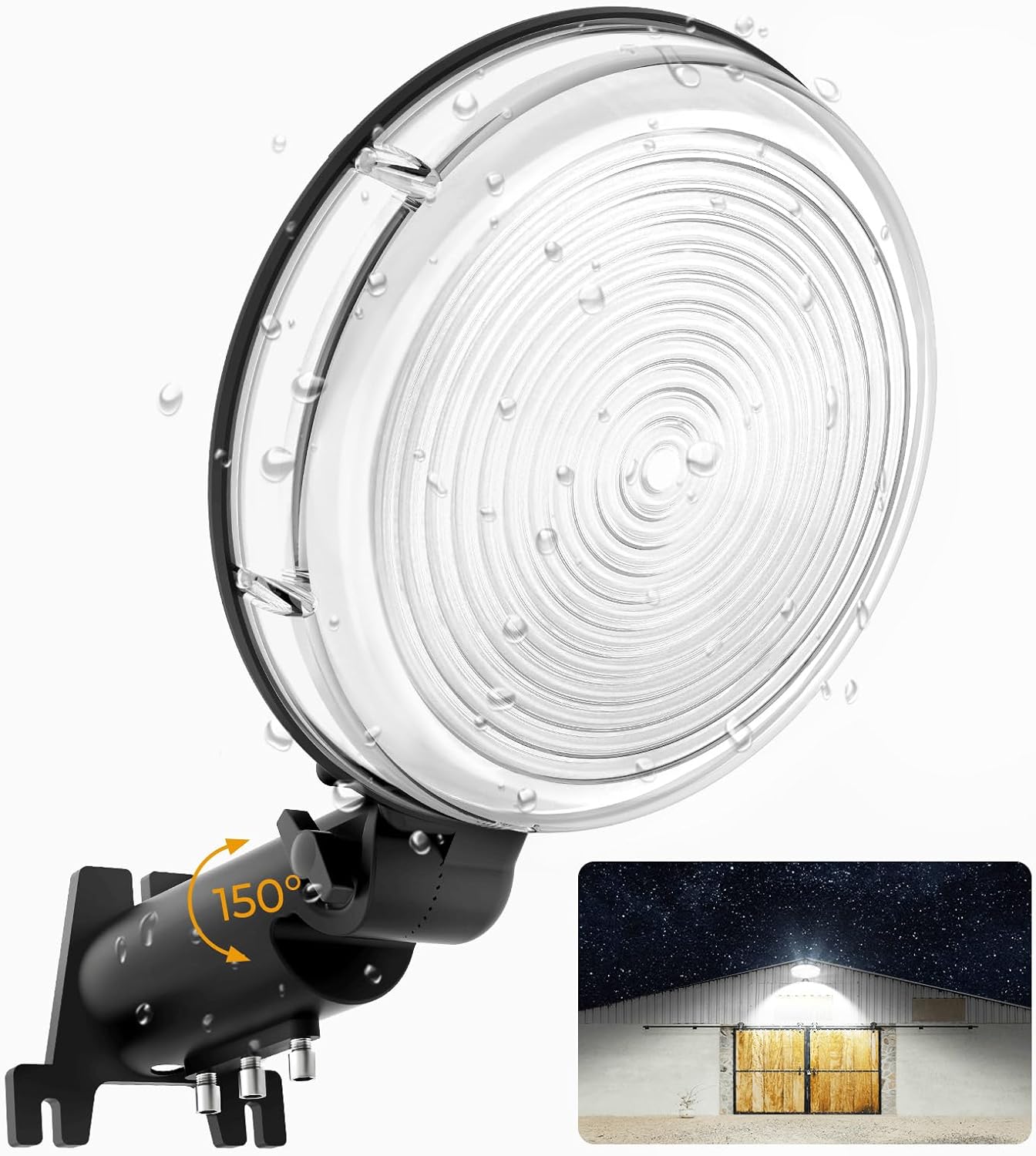 LED Barn Light, 15000LM Dusk to Dawn Outdoor Lighting with Photocell Adjustable Angle 120W 6500K Daylight IP66 Waterproof Street Light for Barn/Yard/Garage/Security