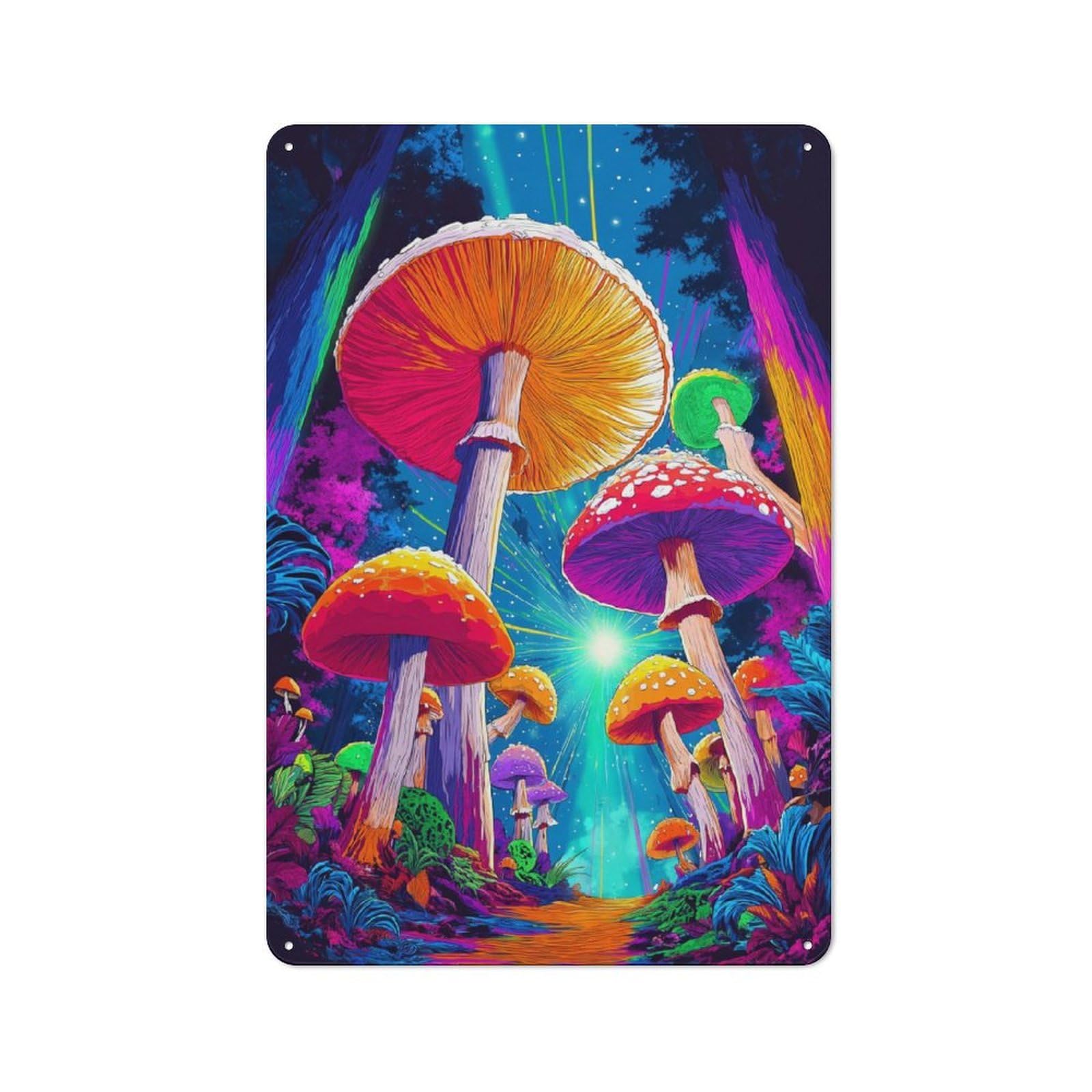 Junmoney Enchanted Forest Mushrooms Metal Wall Sign 30X20cm Featuring For Café Or Home Bar, A Winter Wall Decor Update For Hospitality Decor Collectors