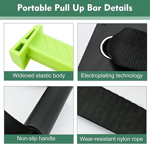 Miniatura 2 de D01GZ Barra de dominadas portátil para puerta, barra de dominadas de viaje para fitness en casa y viajes, no requiere montaje, fuerte y firme