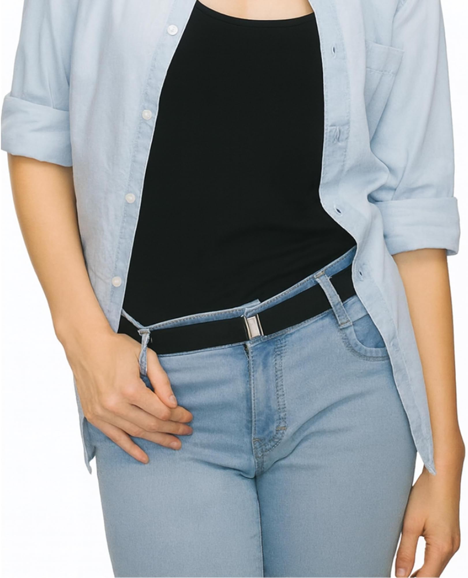 No Show Invisible Belt - 1" Adjustable Magnetic Stretch Belt | Sleek No-Bulk Fit for Jeans, Shorts & Dresses