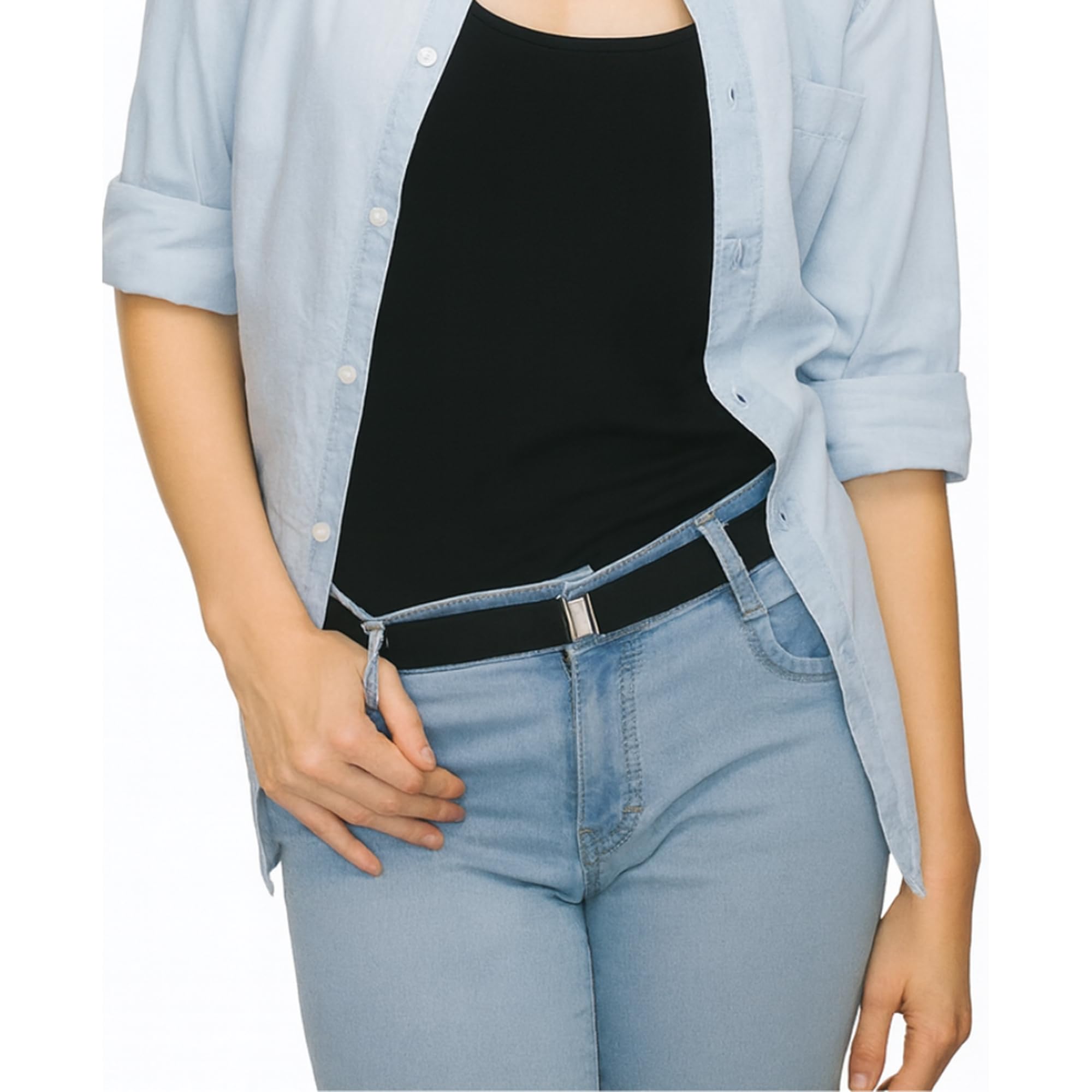 No Show Invisible Belt - 1" Adjustable Magnetic Stretch Belt | Sleek No-Bulk Fit for Jeans, Shorts & Dresses