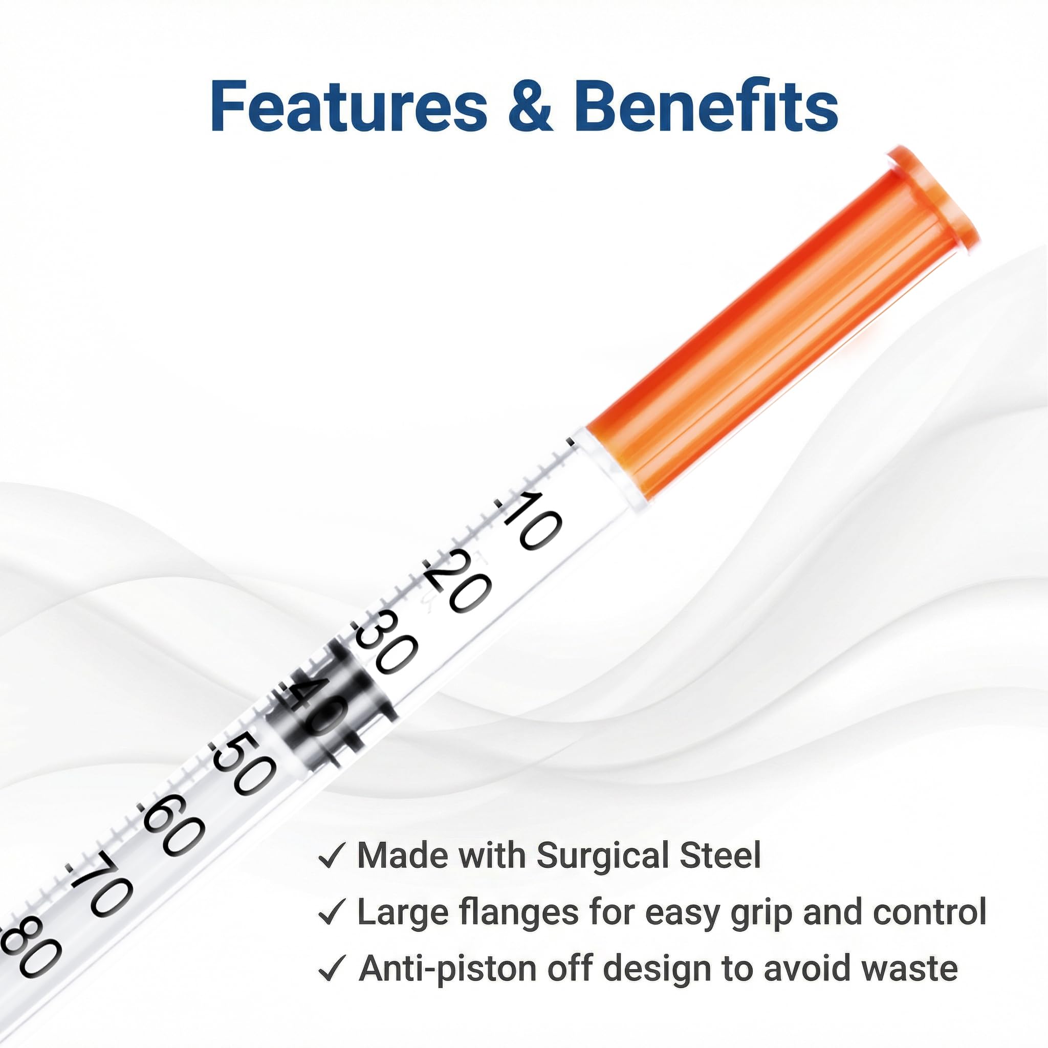 100 Pack 1ml U-100 Syringes 30G 1/2 Inch, Accurate Precise Scale, Minimal Waste Design, Individually Wrapped — Amazon image 4