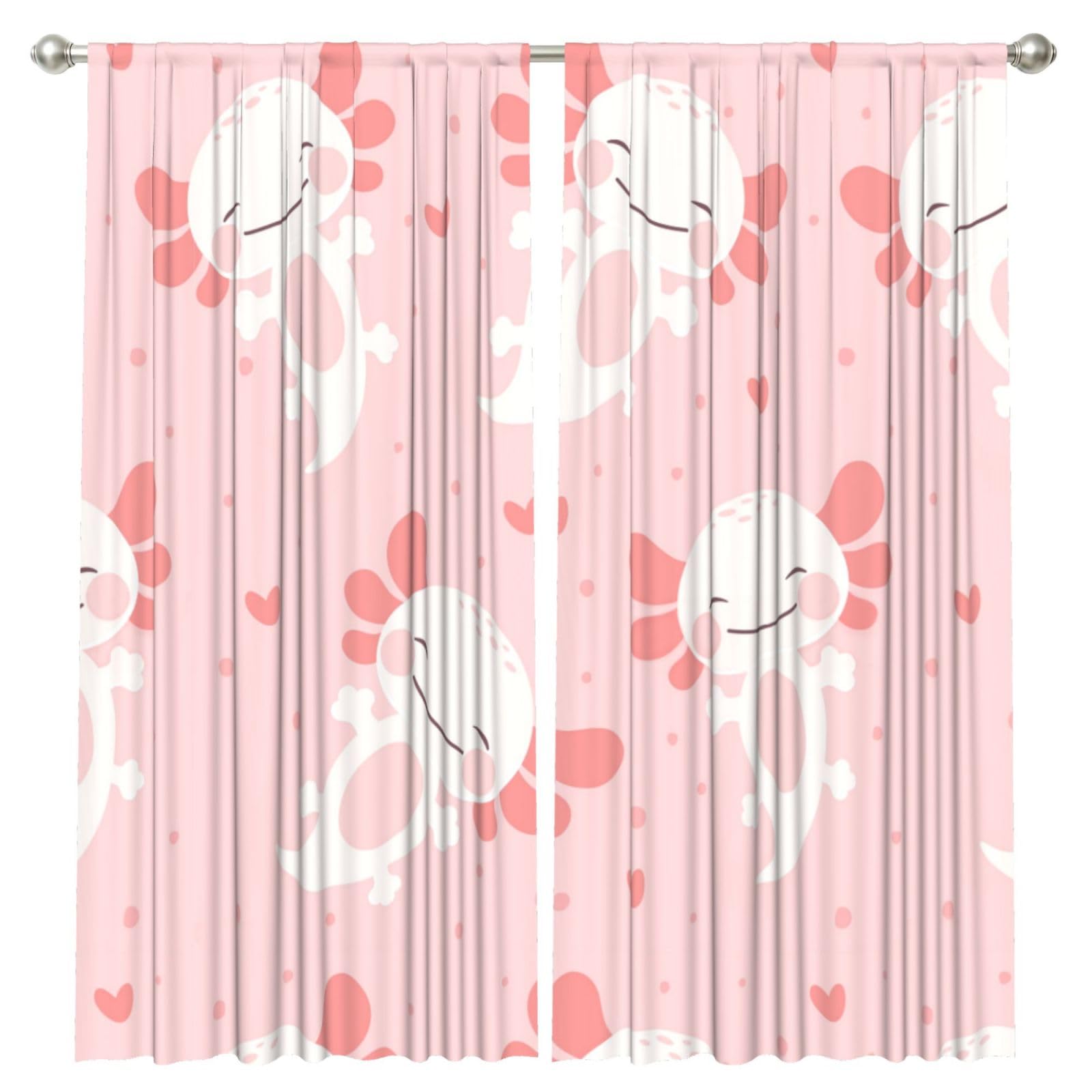 InOmak Axolotl Fish Pattern, 2 Panels Window Curtains 52 x 84 Inch Blackout Curtains for Living Room Bedroom
