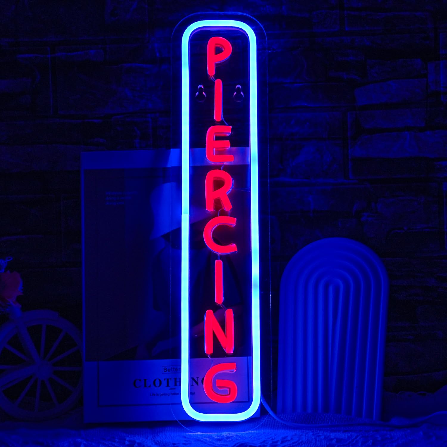 LULANMP Piercing Neon Sign for Wall Decor Dimmable Letter LED Neon Sign for Salon Studio Shop Red Neon Lights for Body Piercing Business Store Tattoo SPA Shop Wall Decoration