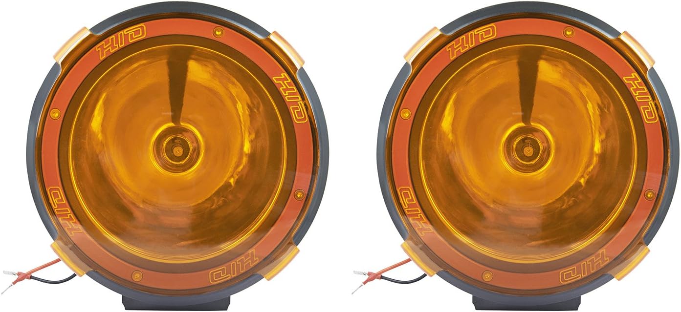 JTI 55W HID Xenon Fog Lamp Off Road Work Light with Yellow Flap, 1km Range for SUV (4inch)- Set of 2