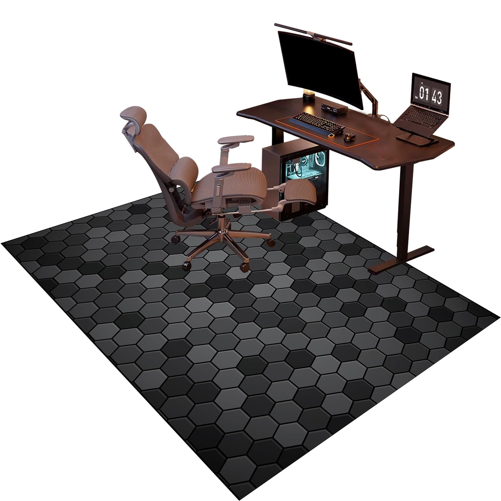 160 x 180 cm Gaming Bodenschutzmatte für Hartböden Kratzfest Bodenmatte Stuhlunterlage rutschfest Gaming Bürostuhl Stuhlmatten Schreibtischstuhl Unterlage für Parkett, Laminat, Hartböden, Teppiche