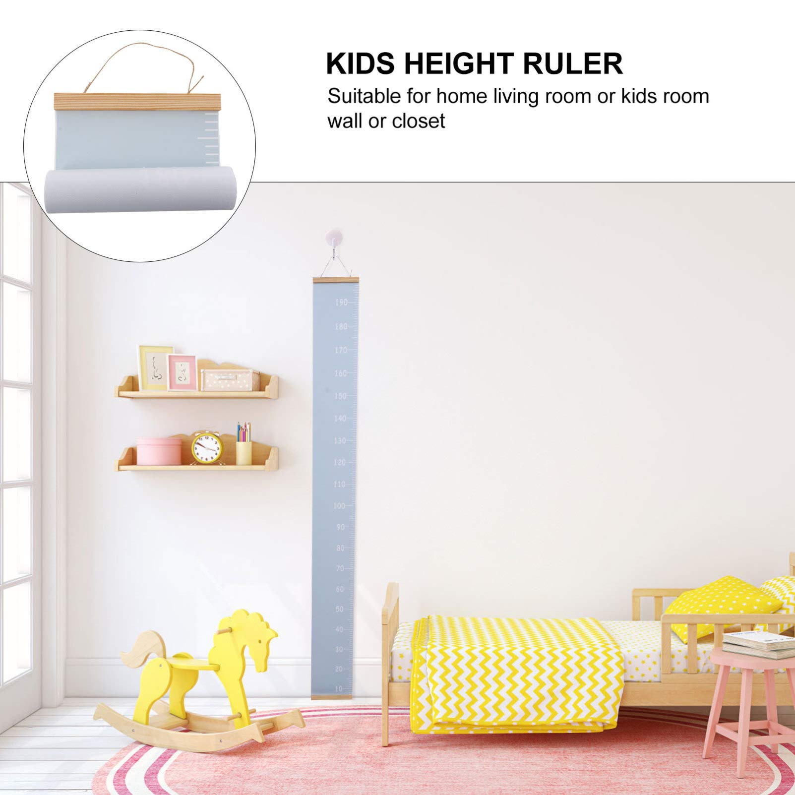Alipis Toise Murale Enfant Bois 78.74In Règle De Hauteur Suspendue Décorative Mesure Croissance Facile À Installer Pour Chambre Bébé Garçon Fille