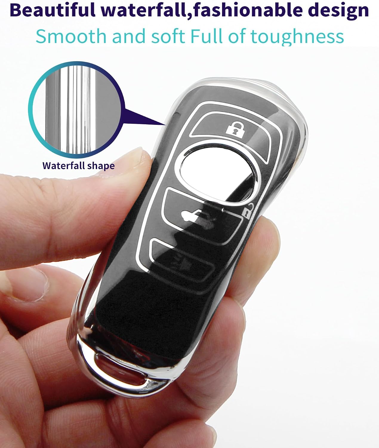 For Subaru Forester Outback Key cover & Key chain (Black Set) image 3