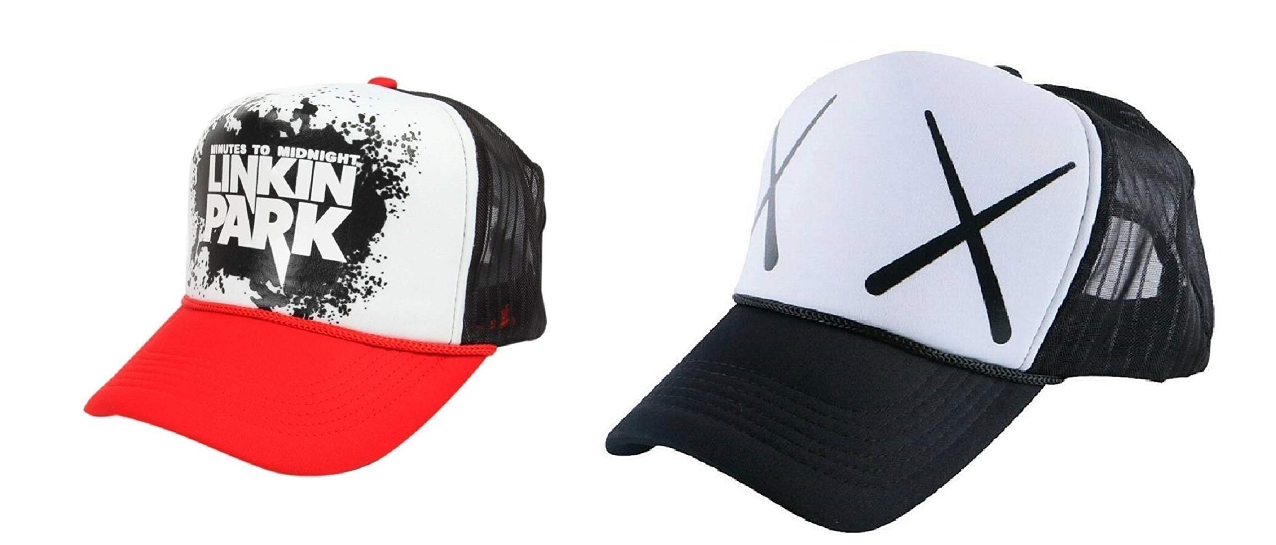 MichelangeloXX Logo Half Mesh Cap and Red Linkin Park Mesh Cap Combo for Boys/Girls (Pack of 2)