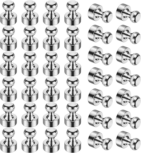 Miniatura 19 de Paquete de 24 Imanes de Chinchetas de Empuje Coloridos 6 Colores Surtidos Imán de Oficina para Pizarra Blanca Pequeñas Chinchetas Magnéticas