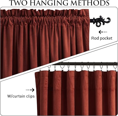 Miniatura 2 de StangH Cortinas de terciopelo de 96 pulgadas de largo, cortinas de lujo burdeos con tela de terciopelo supersuave, paneles de cortina de privacidad