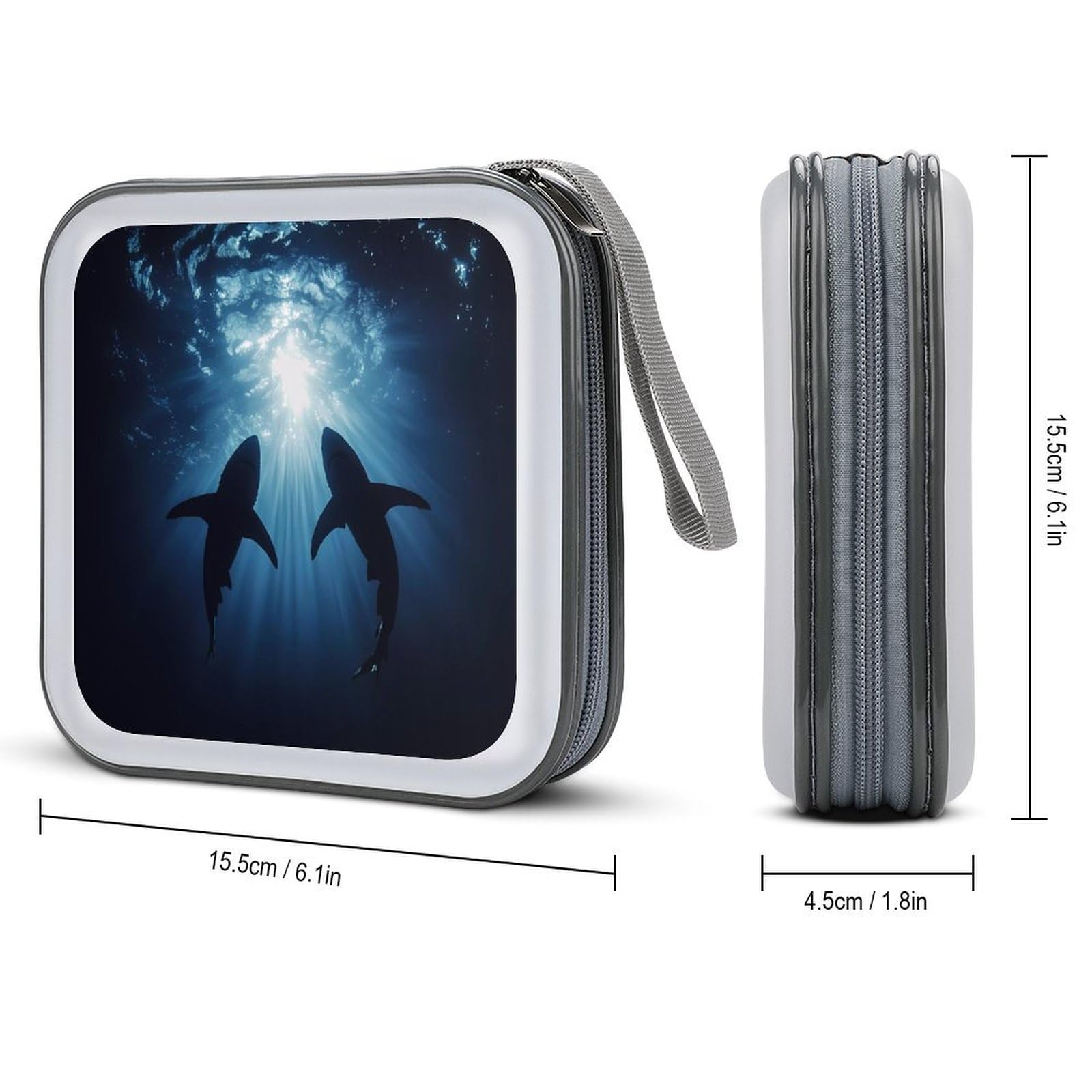 Shark in The Sea CD Case Portable DVD Holder Storage Organizer for Home Travel