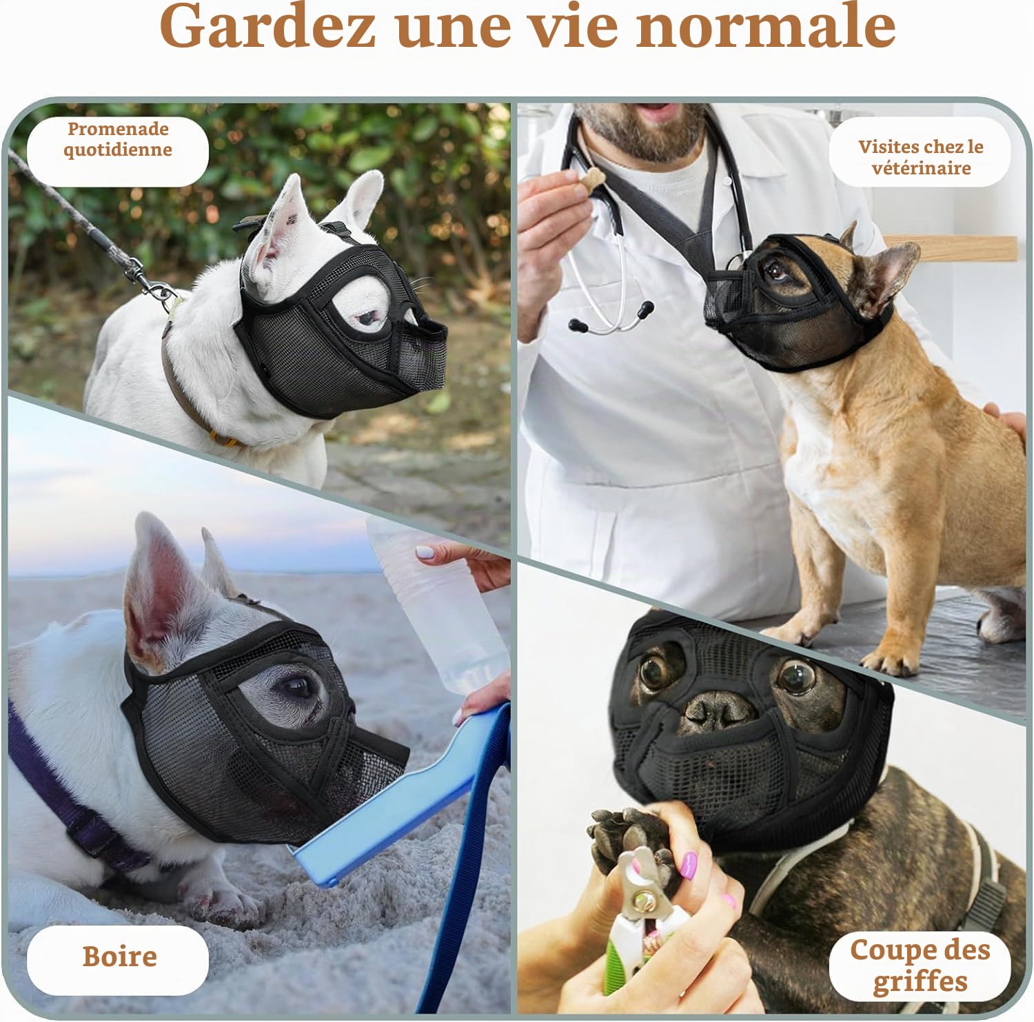 Mayerzon Muselière à museau Court pour Bouledogue français avec Pantalon Complet pour éviter de Manger des morsures, muselière en Maille Douce pour Chien Shih Tzu Carlin Bulldog Anglais pour Le