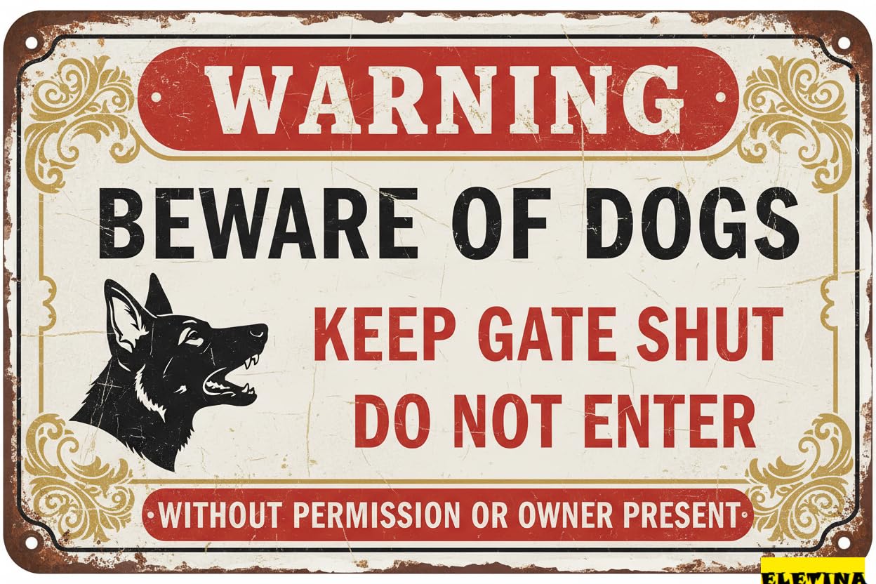 Beware Of Dog Reflective Anti Rust Aluminum Metal Sign Keeping Doors Closed Private Property Security 12x8in