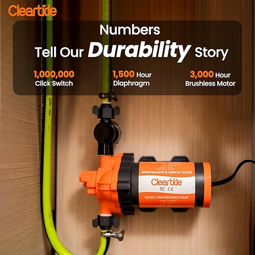 Miniatura 3 de Cleartide Bomba de agua de diafragma de CC, 12 V, 3.3 GPM, 50 PSI, autocebante de 10 pies, autodiagnóstico y protección de funcionamiento en seco,