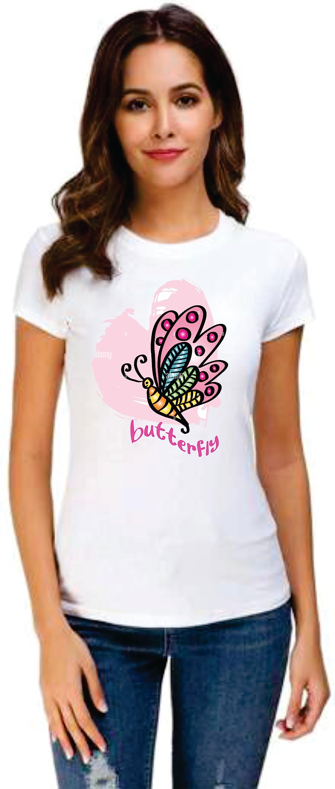 Lippo Womens Polyester Round Neck Short Sleeve Regular Fit Printed T-Shirts for Girls