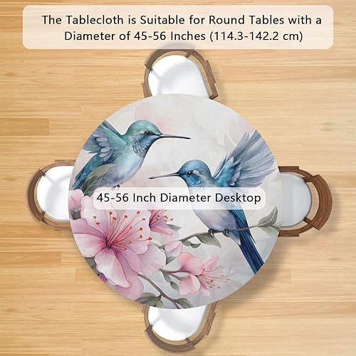 Vista 182 de Pardick Mantel redondo ajustable con diseño de flores de arte en acuarela con mantel elástico, mantel elástico redondo, impermeable, lavable, se