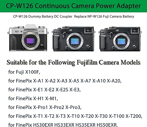 Miniatura 2 de Gonine NP-W126 X100VI Batería ficticia CP-W126 Acoplador DC y adaptador de corriente para Fuji X-T100 X-T200 X100F X100V X100VI X-S10 X-A5 X-A10