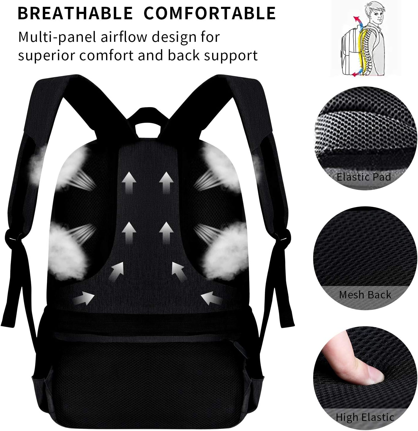 Flash Deals - 60% OFF Veballensty Business Laptop Backpack, 15.6 Inch Travel Anti-Theft Water Resistant College School Backpack with USB Chargering/Headphone Port for Men Women Casual Hiking Travel Daypack(Black)