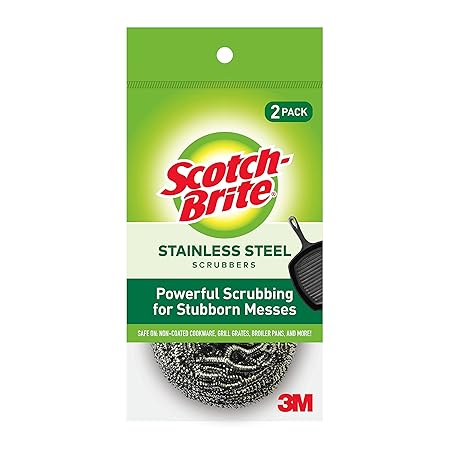 Scotch-Brite Stainless Steel Scrubbers, Ideal for Uncoated Cookware, 2 Count, Pack of 24