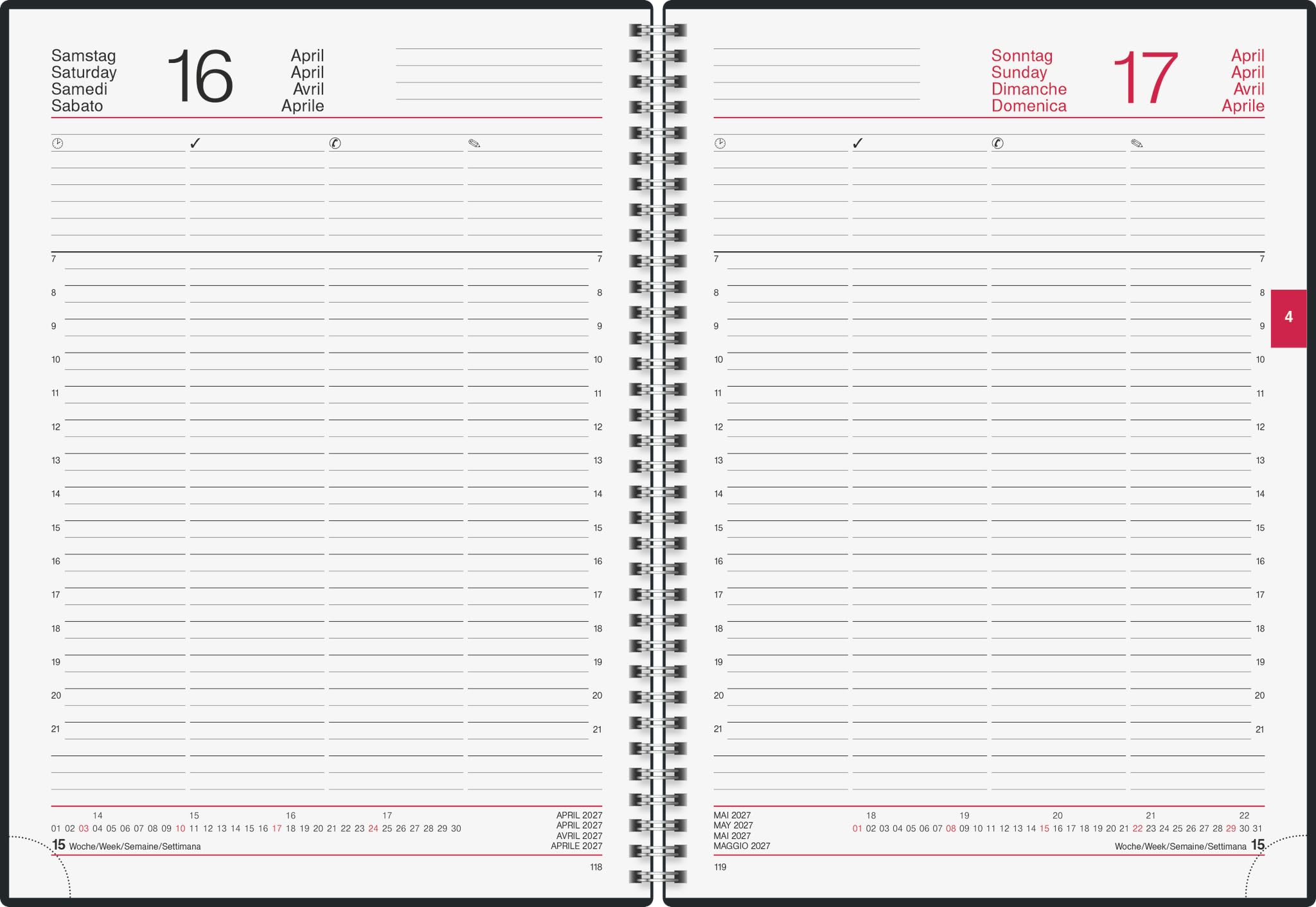 rido/idé 7027501907 Buchkalender Mod. Conform 2027 A4, Kunststoff, schwarz