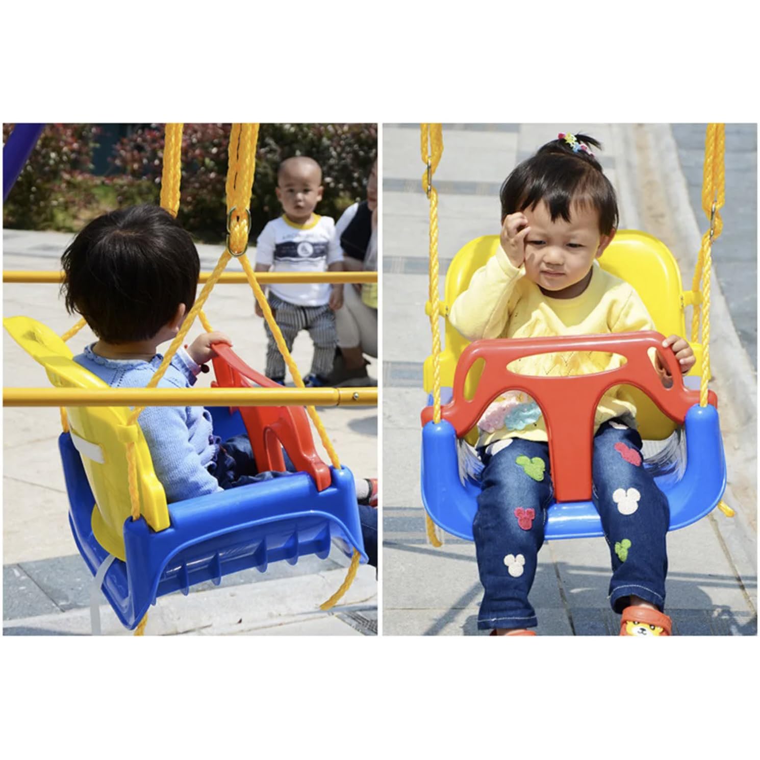 KRUZZEL Sedile per altalena con schienale e seduta, per bambini piccoli e grandi, blu, adatto per interno ed esterno, trasformabile, cresce con il bambino, 23552