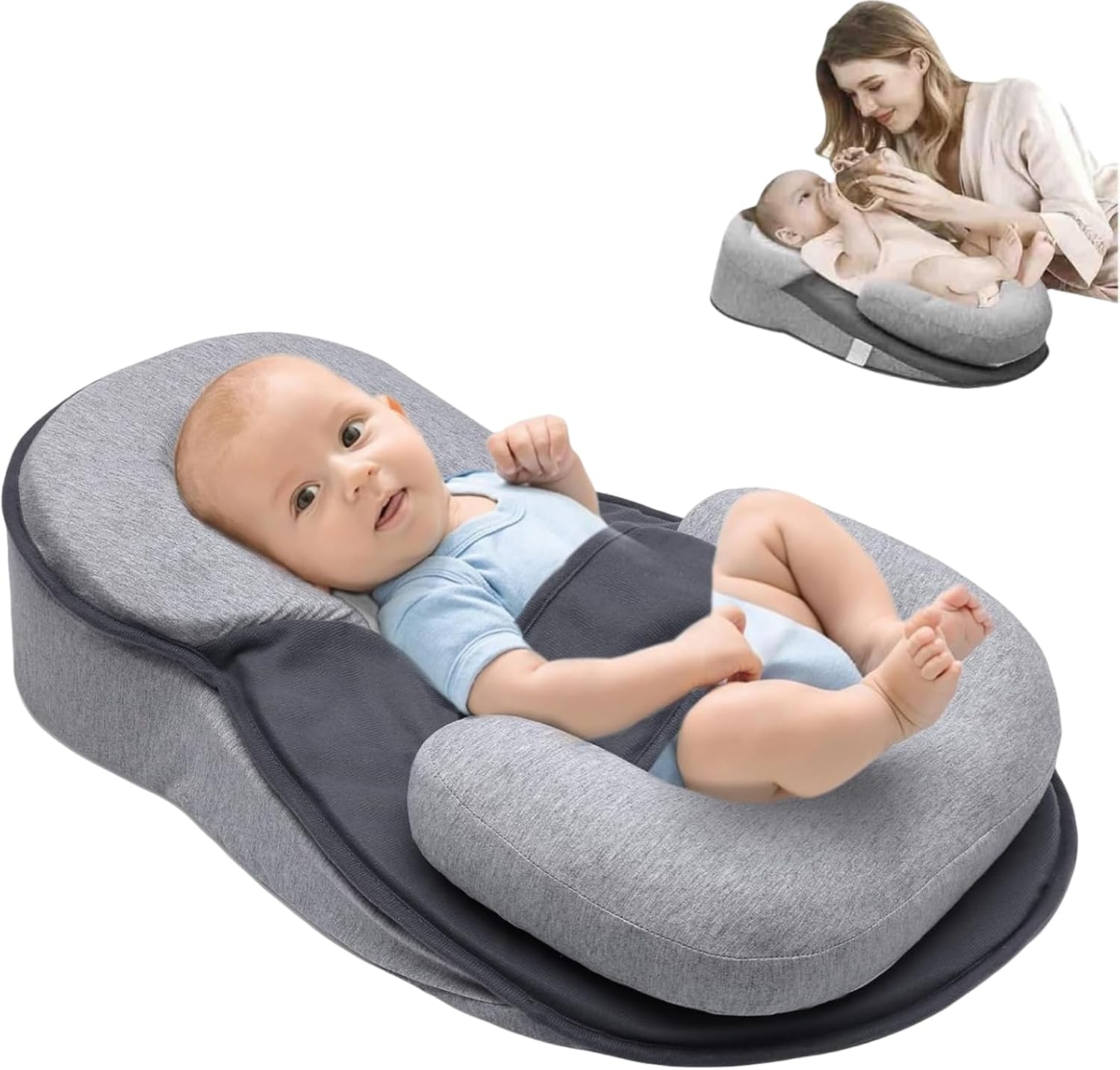 Baby Lounger Pillow - Reflux Pillow for Baby, Infant Support Cushion,Portable Infant Lounger, Reducing Spit-Up Nursing Pillow,Anti Reflux Feeding Pillow