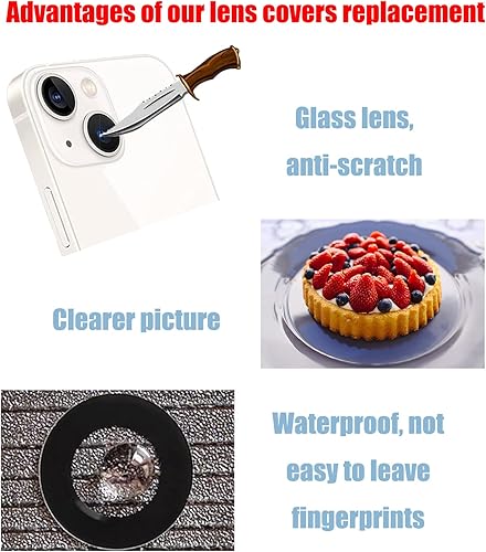 Miniatura 2 de Juego de 2 fundas de repuesto para lente de cámara trasera para iPhone 13iPhone 13 Mini, antiarañazos y resistentes al agua, fundas de lente de