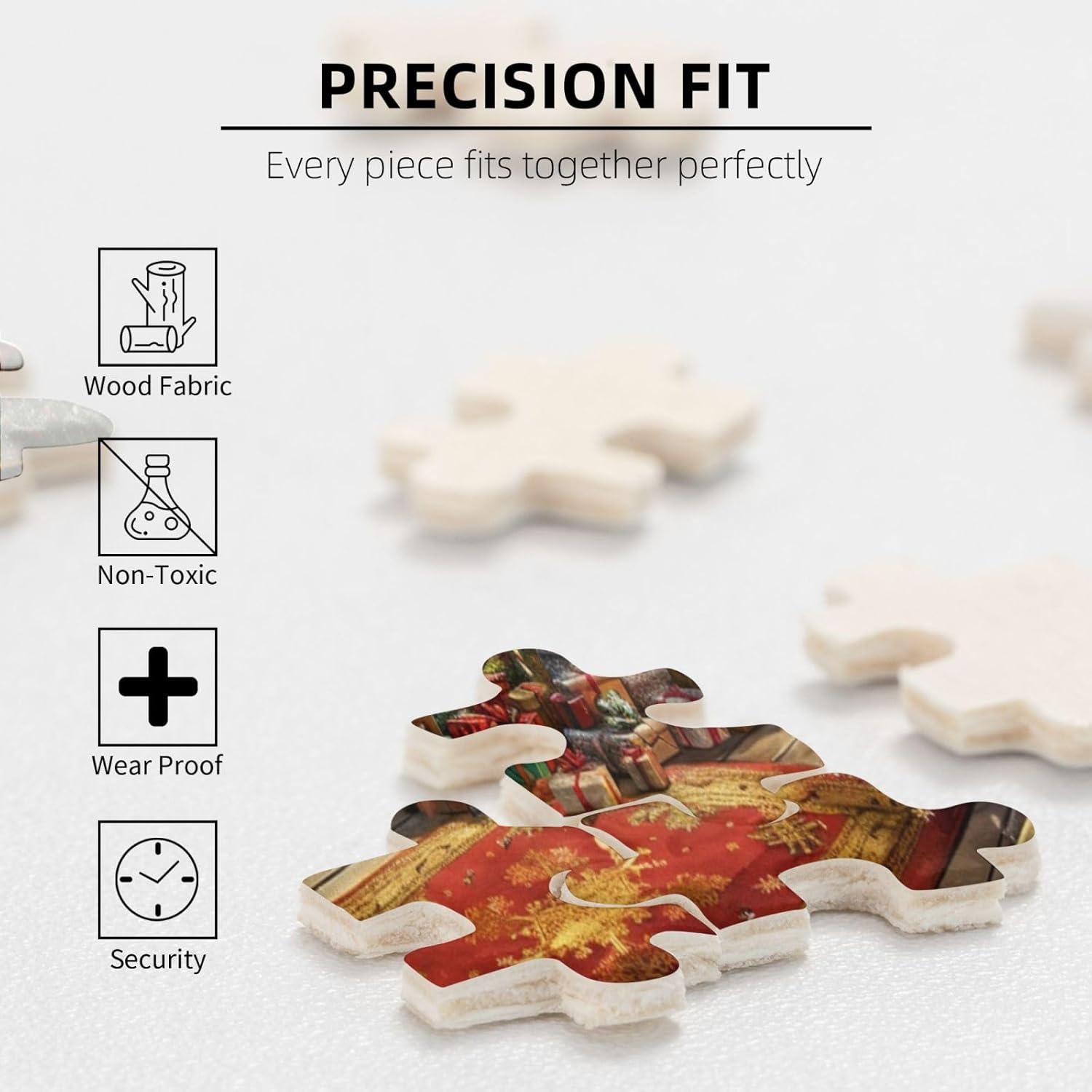 Cafemira Fireplace and Christmas Tree,Adult Wooden Jigsaw Puzzle 500 Piece,Relax and Enjoy The Fun of Solving Puzzles,Challenging Brain Exercise,Exercise Your Hands On Skills