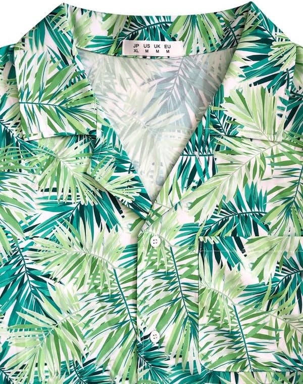 Vista 4 de AINIKO Camisa hawaiana de ajuste holgado para hombre, manga corta, casual, con botones, floral, tropical, para playa, Aloha