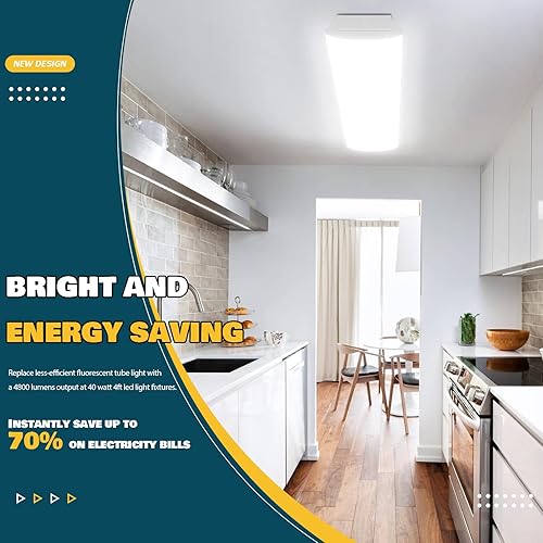 Miniatura 2 de ANTLUX Luces LED envolventes de 4 pies para garaje, 40 W, 4800 lúmenes, 4000 K, luz envolvente, lámpara de techo de oficina lineal integrada de 4