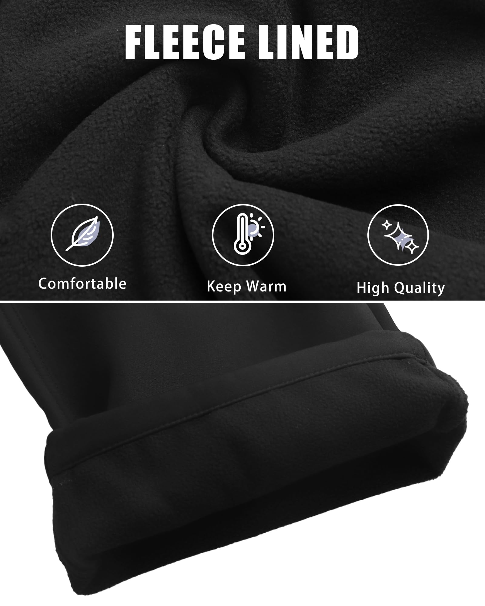 YAOHUOLE Men's Hiking Trousers Winter Fleece Lined Softshell Pants Waterproof Walking Trousers Lightweight Outdoor Work Trousers with Zip Pockets