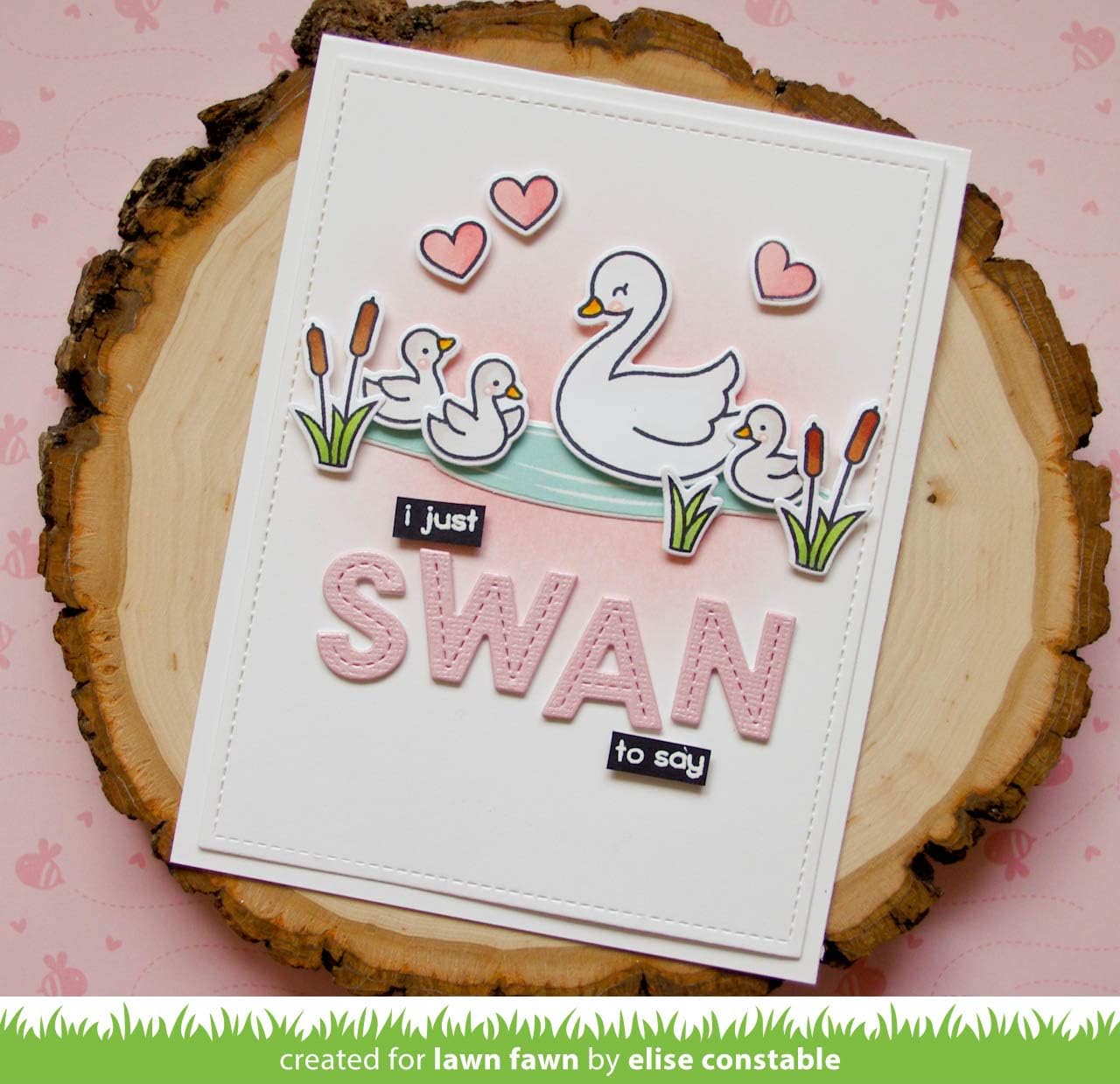 Lawn Fawn Swan Soiree 4”x6” Clear Stamp Set and Coordinating Custom Craft Die Set (LF2219, LF2220), Bundle of 2 Items