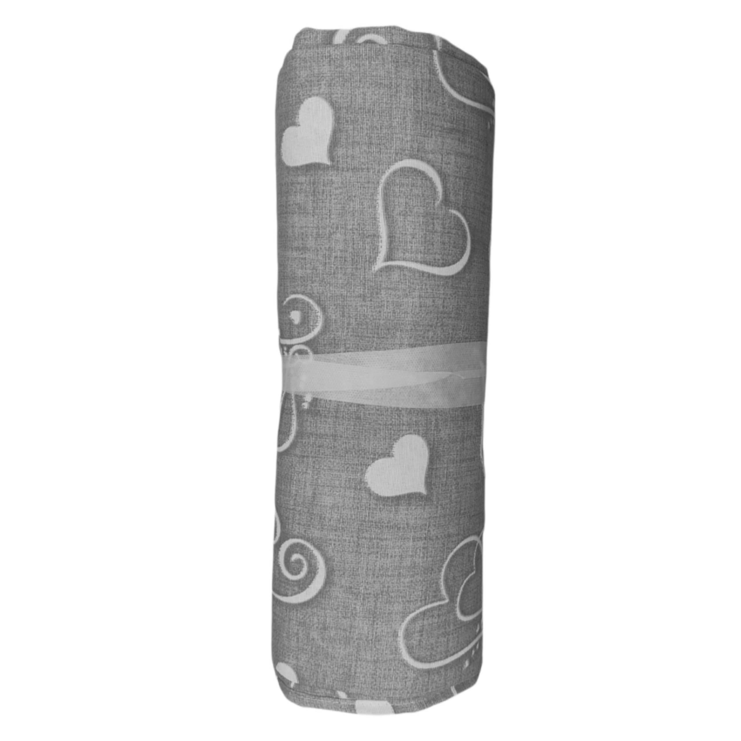 Telo Arredo Copritutto Fantasia Cuori Gran Foulard Multiuso in Cotone Matrimoniale 240x260 cm (Grigio)