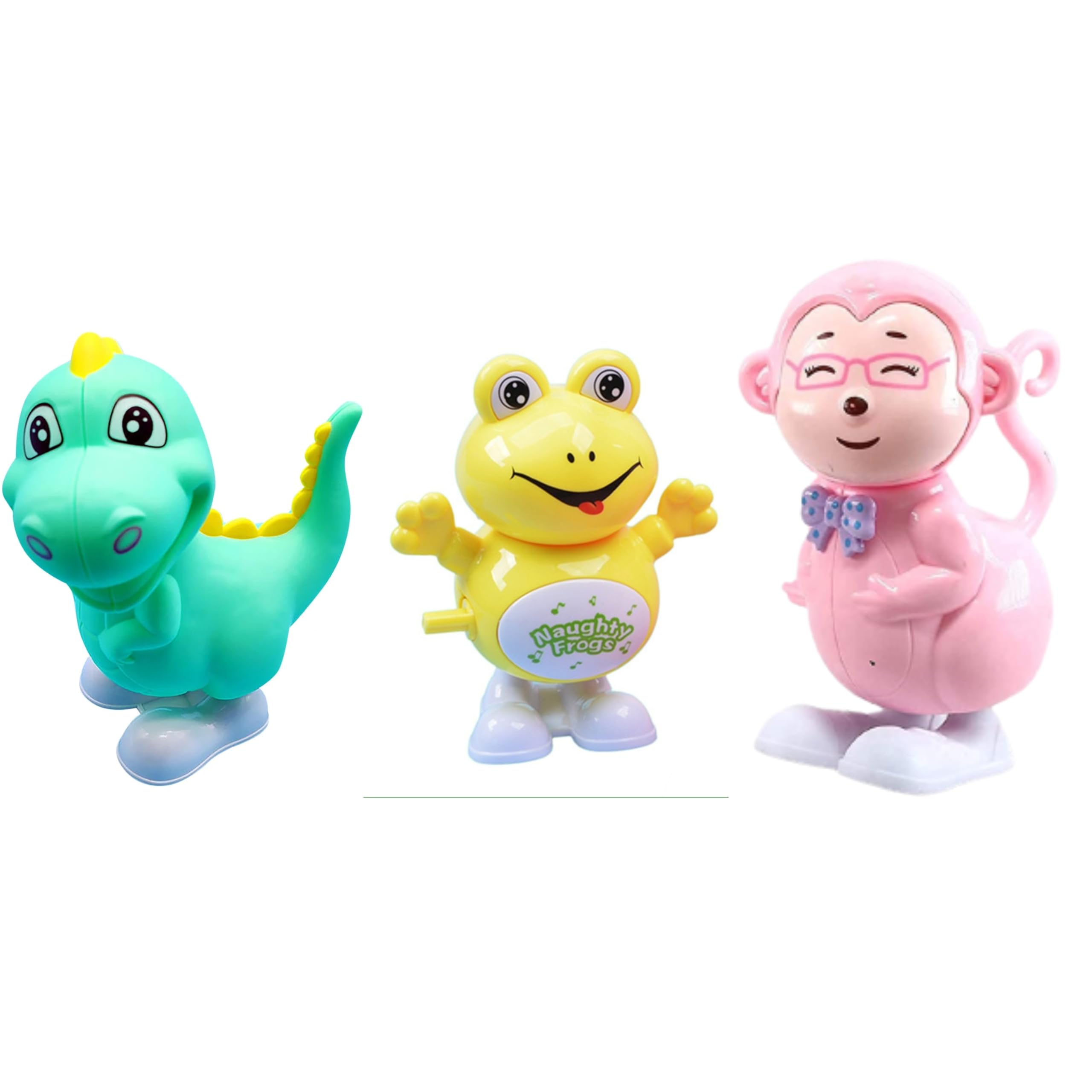 KeenKid Key Operated Wind Up Toys Pack of 3 | Jumping Toys Combo | Moving Toy for 6 Month to 2 Year Old Kids (Multicolor) (Dinosaur Frog Monkey Combo) (B0C6B4XPBY) Amazon Price History, Amazon Price Tracker