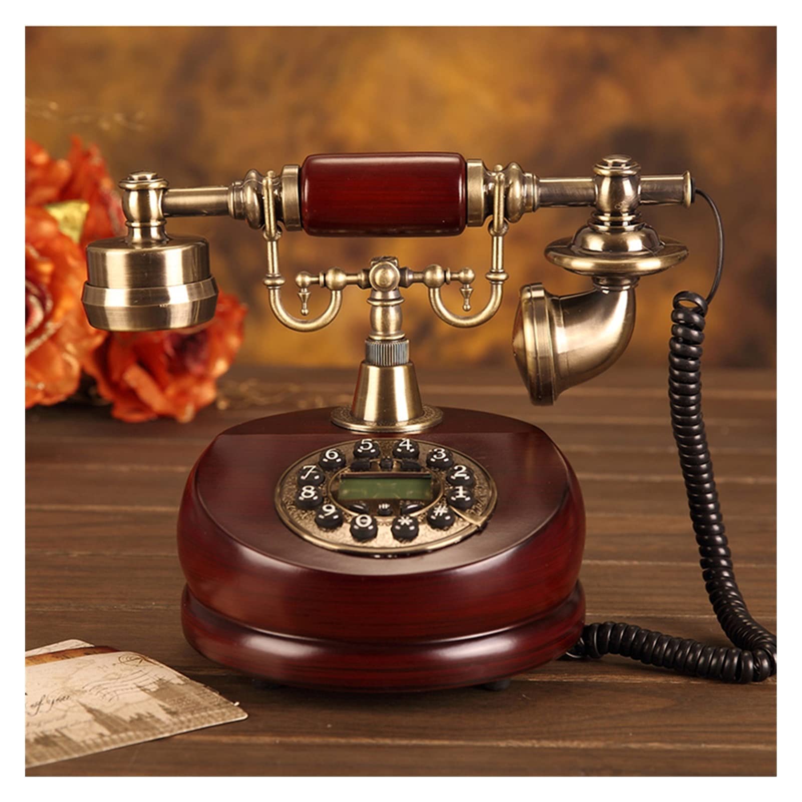 Telefono Fisso retrò ， Telefono Fisso con Tasti digitali in Resina con Filo for casa e Ufficio