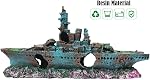 SLOCME Aquarium Shipwreck Ornament - Resin Sunken Ship Decoration, Eco-Friendly for Freshwater Saltwater Aquarium Betta Fish
