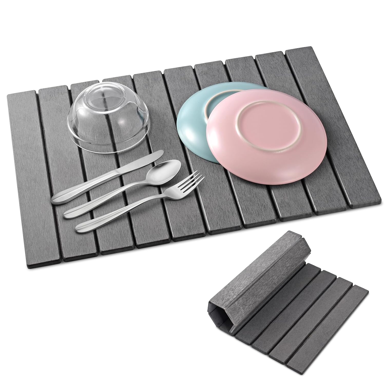 cuomaop Stone Drying Mat for Kitchen Counter Large Foldable Quick Dry Diatomaceous Earth Mat for Dishes Bottles Cups