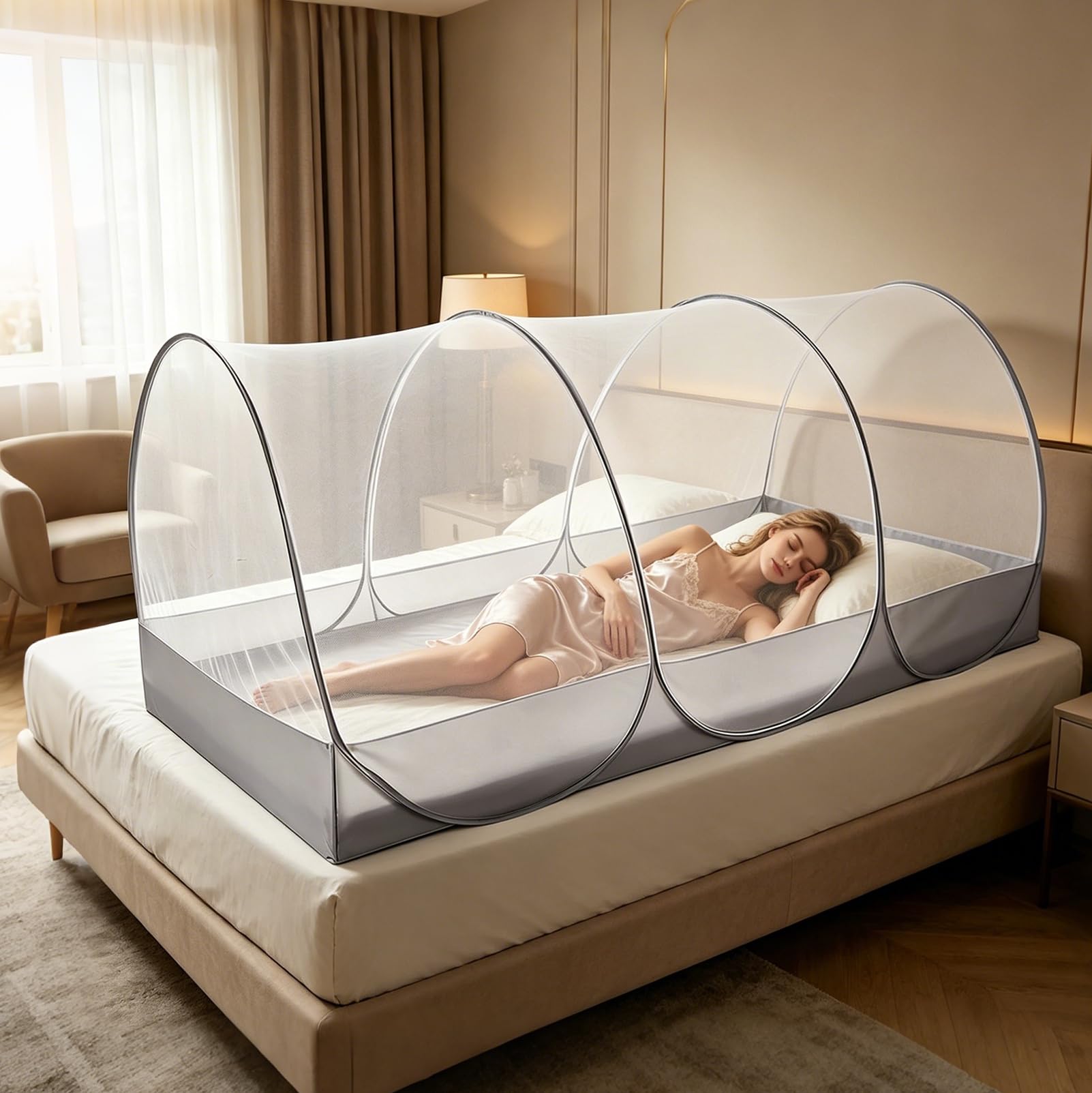 LIROPAU Moskitonetz Pop Up 190x90x90cm, Tragbares Campingzelt mit Reißverschluss für Zuhause, Reisen, Outdoor und Camping Geeignet, Einfache und Schnelle Installation