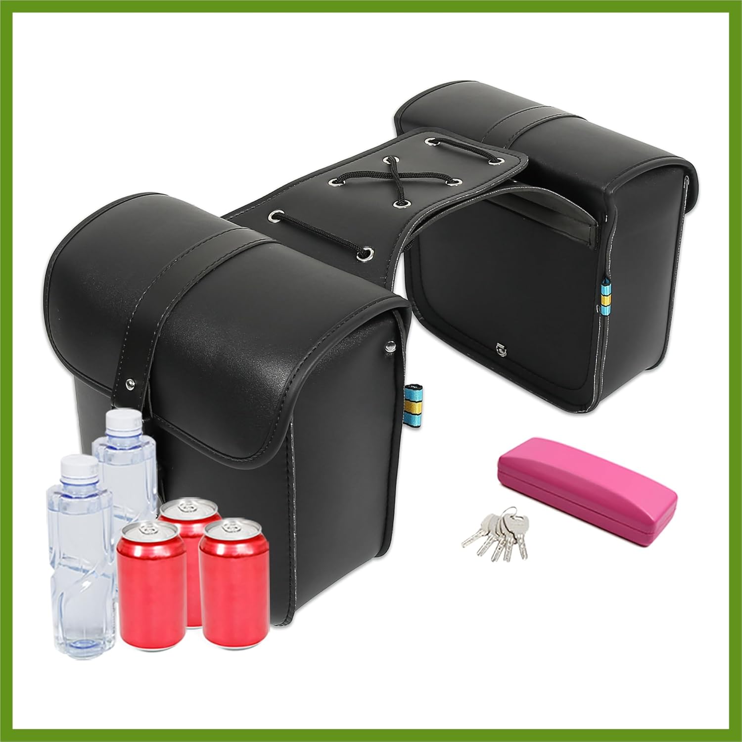 Pair Universal Motorcycle Saddlebag Side Tool Bags Cycling Luggage Bag Quick Release Buckles Black 10.24"x4.33"x9.45" Replace Parts Vehicle Components