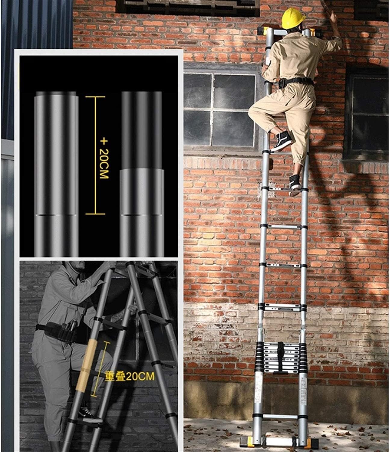 Telescoping Ladders,Portable Multi-Purpose Folding Extension Ladder A-Frame Lightweight Aluminum Telescoping Ladder Stepladder