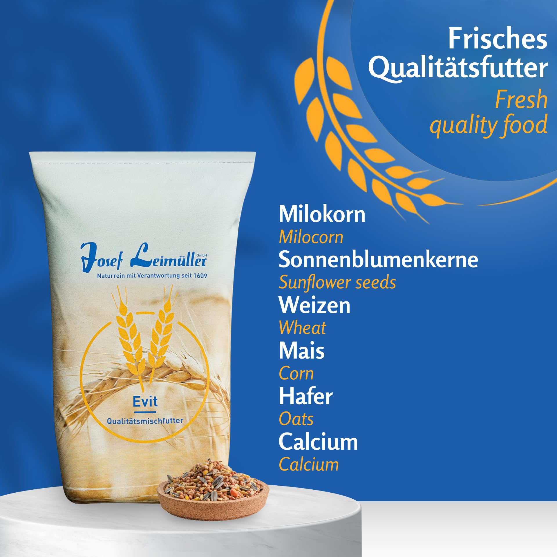 Leimüller Wildvogelfutter 25kg Classic Vogelfutter ganzjährig Wildvögel | Natürlich, staubarm, ohne Zusatzstoffe, für heimische Vögel, Ganzjahresfutter