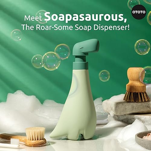 Miniatura 3 de OTOTO Dispensador de jabón de manos de dinosaurio soapasaurous  Lindos accesorios de baño, dispensador de jabón líquido para platos, dinosaurio,