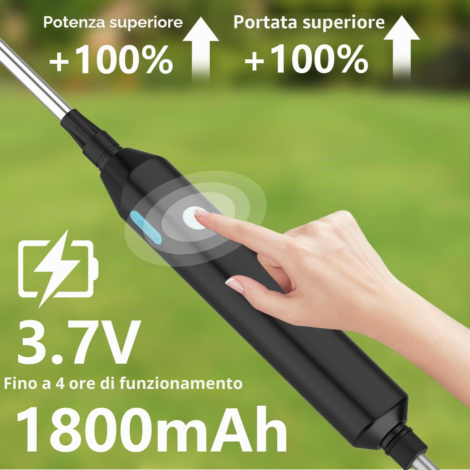 Pompa Irroratrice a Batteria 5L, Spruzzatore Elettrico da Giardino 1800mAh, 2 Modalità & Lancia Telescopica, Spruzzino Automatico per Piante, Diserbo e Prato (Blu)