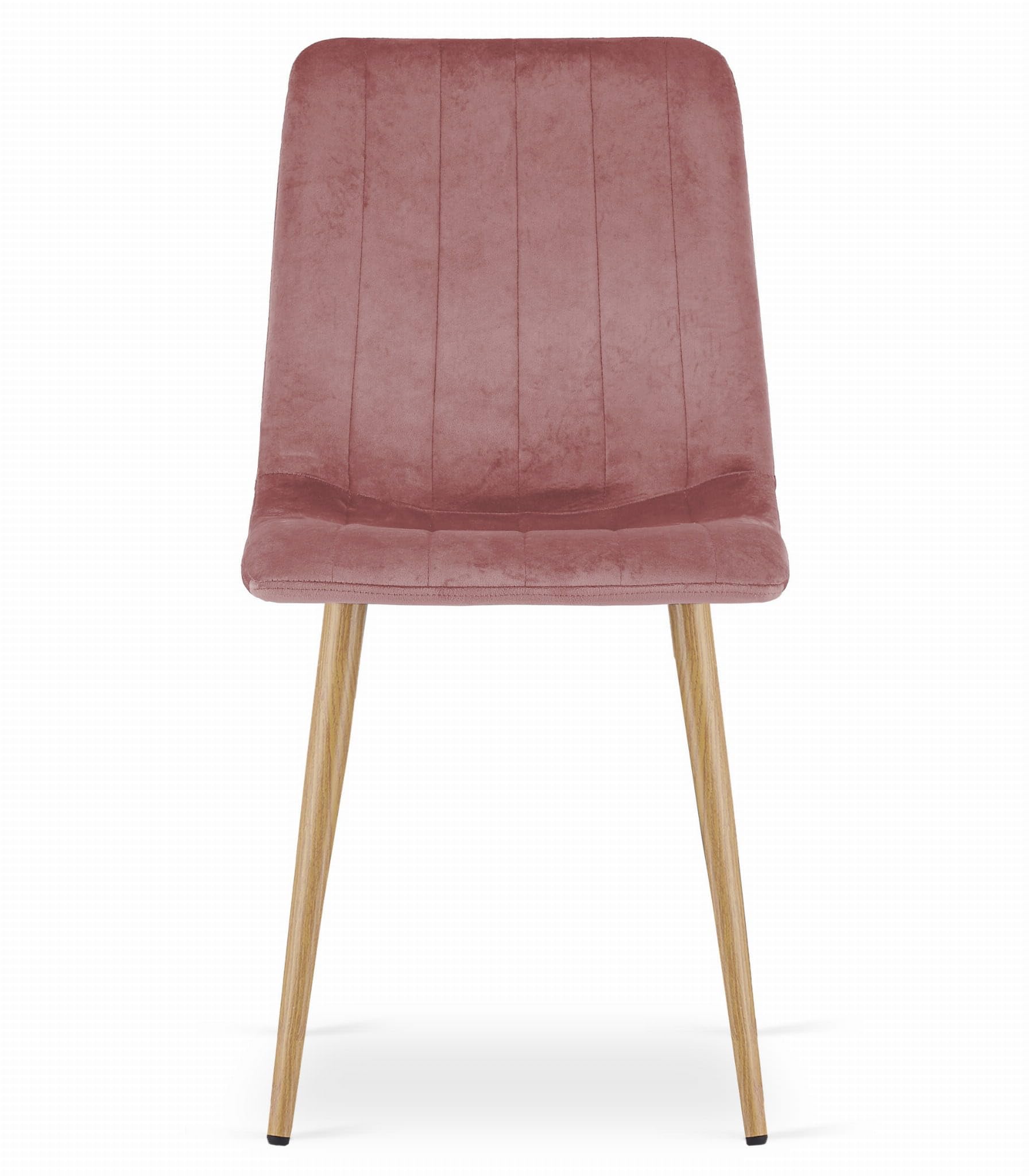 Sedia Velluto Gambe Legno Rosa 4 Pezzi